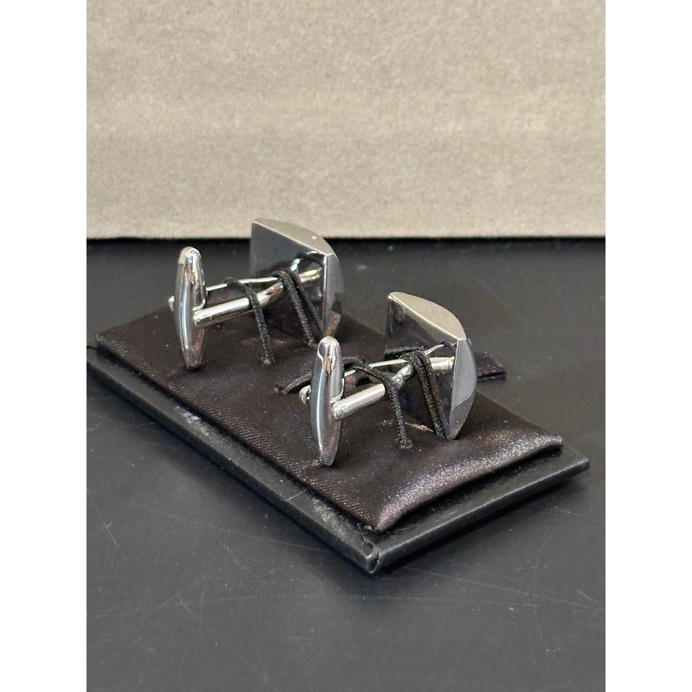 Hawson Mens Silver Tone Mother of Pearl‎ Harlequin Diamond Inlay Cufflinks Boxed